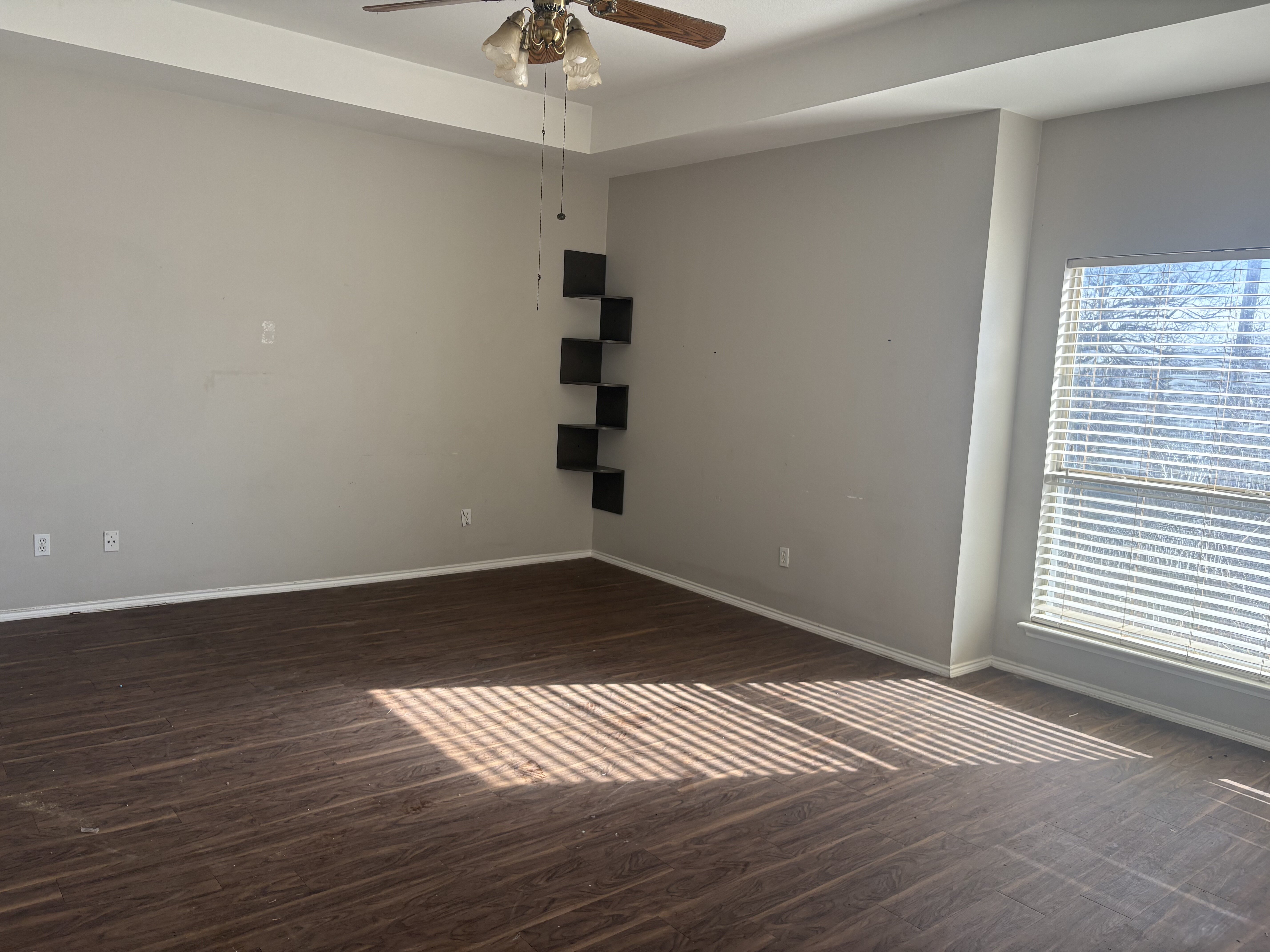 Bedroom with updated flooring